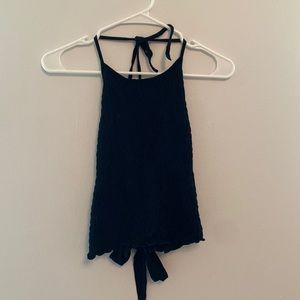 American Eagle Low Back Black Halter Tol